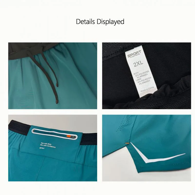 Men Running Shorts Gym Marathon Track Sports Shorts 2 In 1 Quick Dry Workout Training Gym Fitness Short Pants Summer Men Shorts - Imagem 6