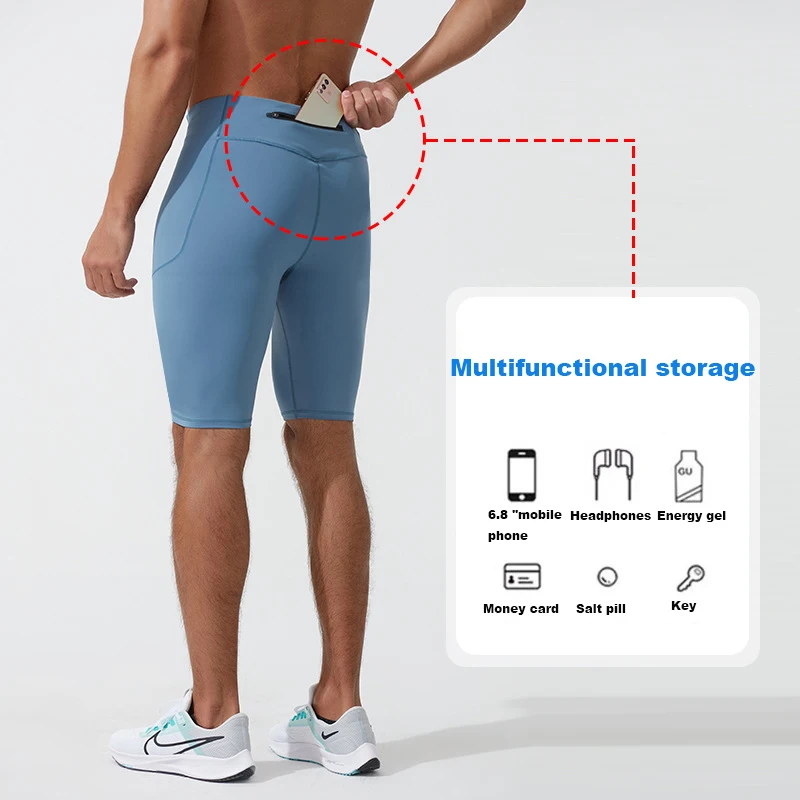 Compression Shorts Men Quick Dry Bodybuilding Tights Shorts Fitness Leggings Elastic Waist Sport Bottoms Gym Running Shorts Men - Imagem 2