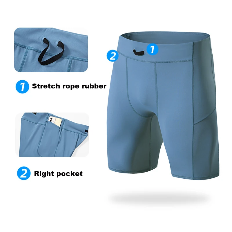 Compression Shorts Men Quick Dry Bodybuilding Tights Shorts Fitness Leggings Elastic Waist Sport Bottoms Gym Running Shorts Men - Imagem 5