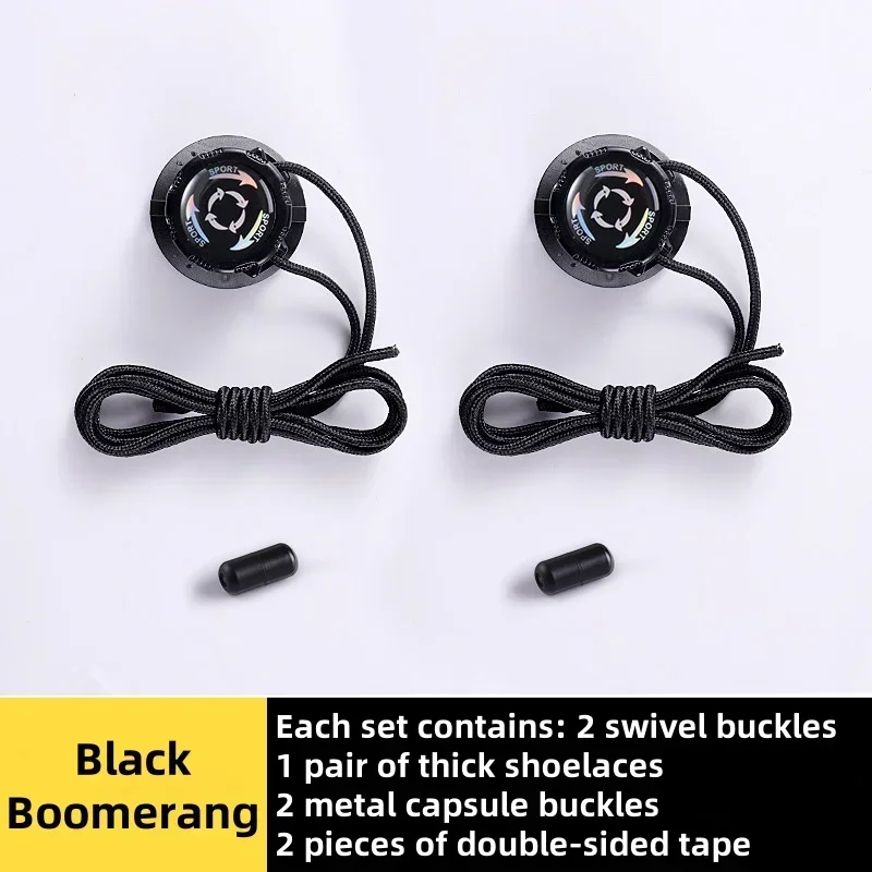 easy installation Automatic Shoelaces Without ties Black white Swivel Buckle Laces Thick Rope Sneakers Shoelace Shoe Accessories - Imagem 14