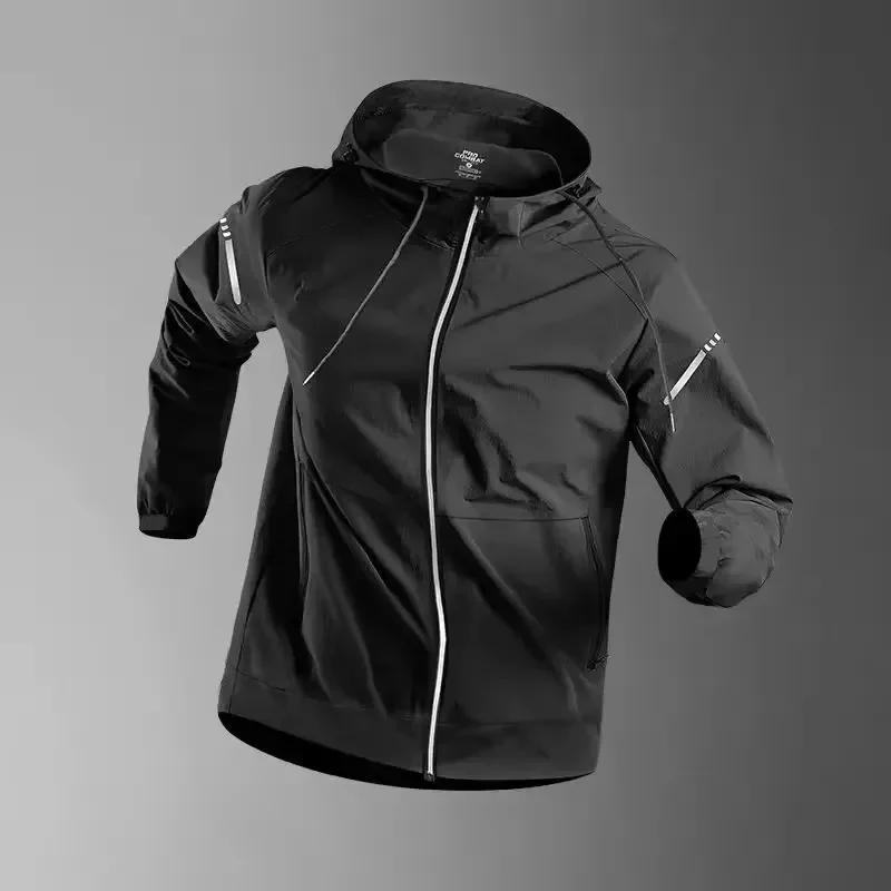 Men Running Jackets Gym Zipper Hooded Sport Jacke Jogging Training Fitness Sweatshirt Casual Running Sportswear - Imagem 7