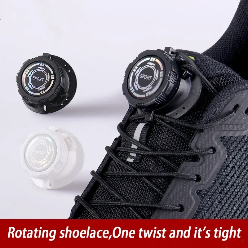 easy installation Automatic Shoelaces Without ties Black white Swivel Buckle Laces Thick Rope Sneakers Shoelace Shoe Accessories - Imagem 2