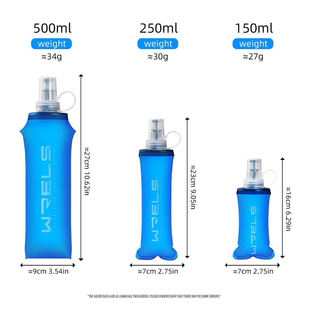 WRELS 250ml 500ml Soft Flask Folding Collapsible Water Bottle TPU BPA Free Outdoor Sport Portable Water Bag Running Camping - Imagem 5