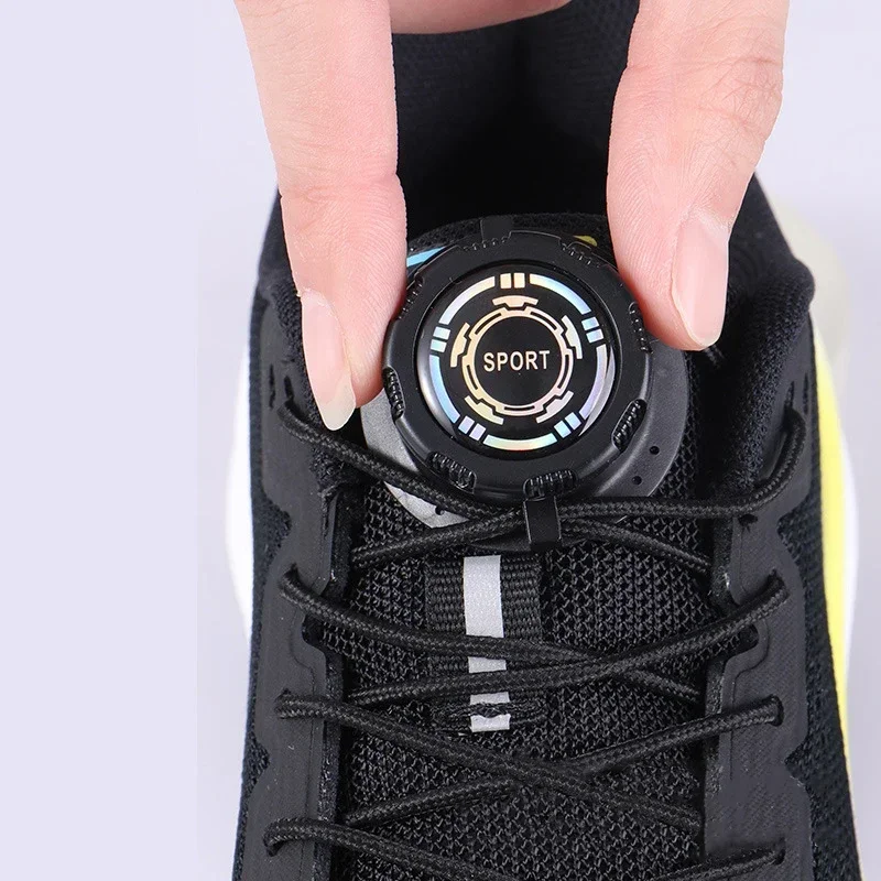 easy installation Automatic Shoelaces Without ties Black white Swivel Buckle Laces Thick Rope Sneakers Shoelace Shoe Accessories - Imagem 3