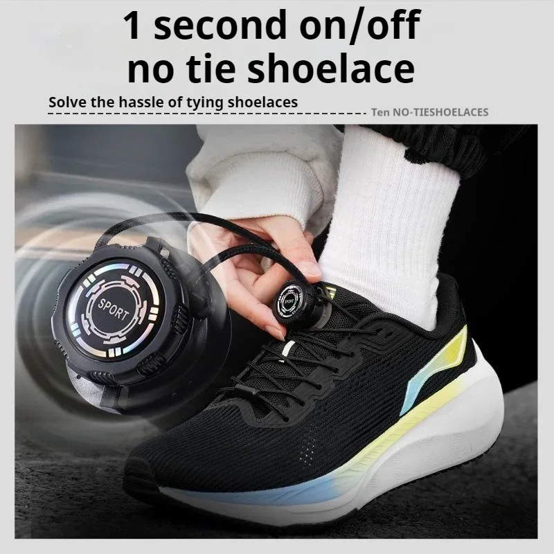 easy installation Automatic Shoelaces Without ties Black white Swivel Buckle Laces Thick Rope Sneakers Shoelace Shoe Accessories - Imagem 4