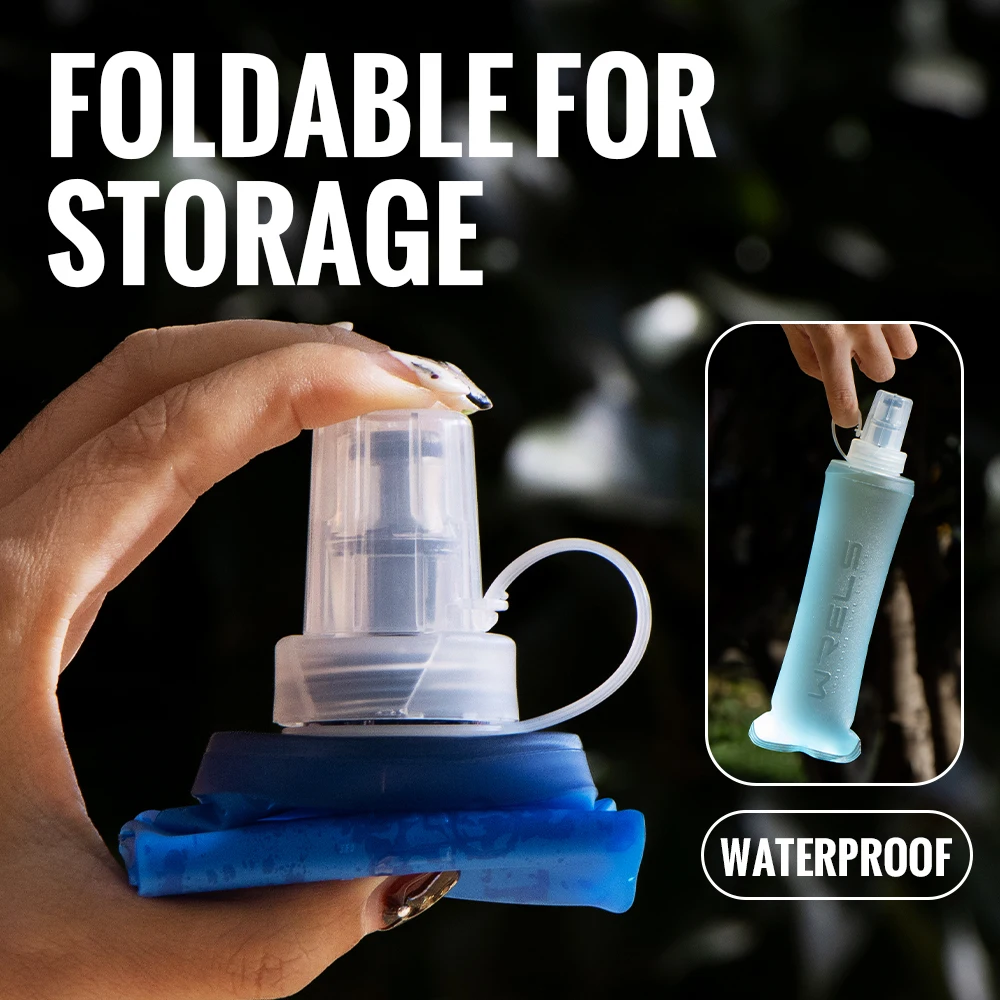 WRELS 250ml 500ml Soft Flask Folding Collapsible Water Bottle TPU BPA Free Outdoor Sport Portable Water Bag Running Camping - Imagem 3